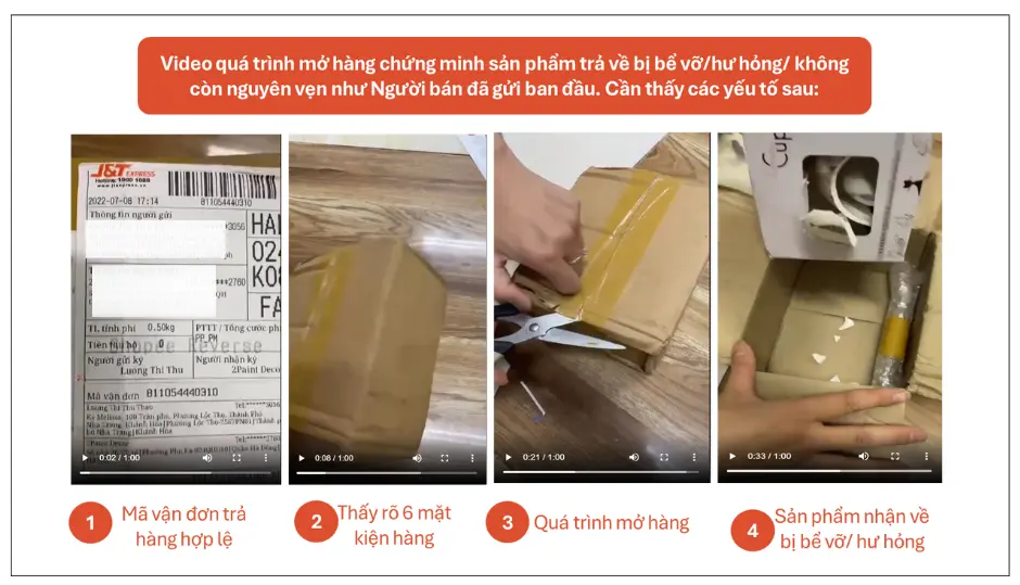 Cách quay video mở hàng hoàn bị hư hỏng bể vỡ